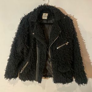 UNIF faux Fur moto jacket black